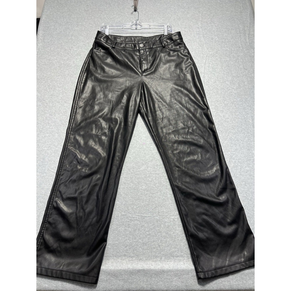 Garage Black Faux Leather Straight Leg Pants Size L‎